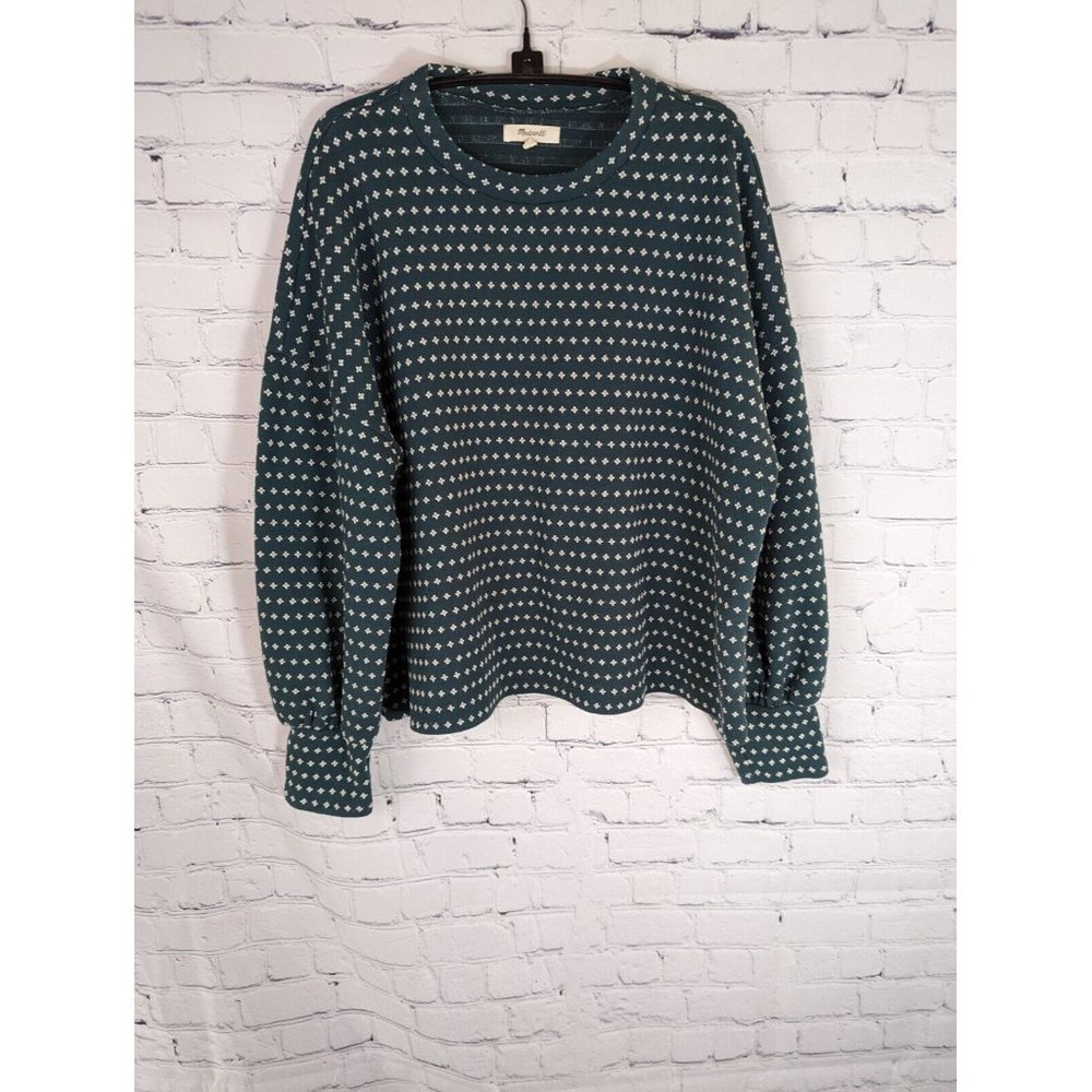 Madewell Floral Jacquard Puff-Sleeve Top XL